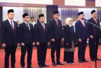 Pelantikan 7 anggota Badan Nasional Sertifikasi Profesi (BNSP) periode 2023-2028 pada Senin (13/11/2023) di Jakarta. (Foto: Humas Kemnaker)