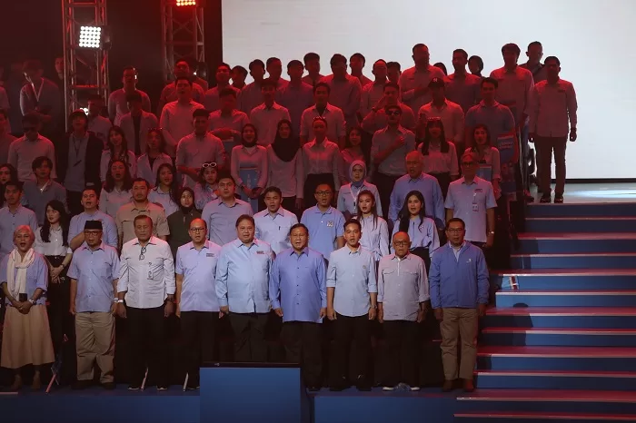Acara Konsolidasi Pemenangan Prabowo-Gibran kepada para seluruh kader dan relawan yang hadir di Sentul International Convention Center, Bogor, Jawa Barat. (Dok. Tim Media Prabowo-Gibran)